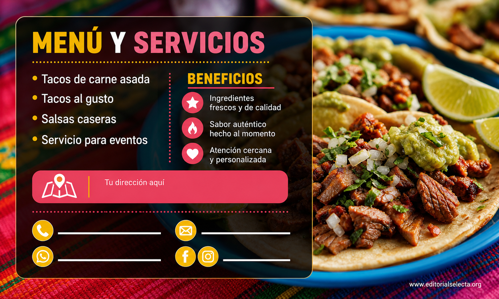 Tarjeta de Presentación Estándar · Comidas (Frente) 2
