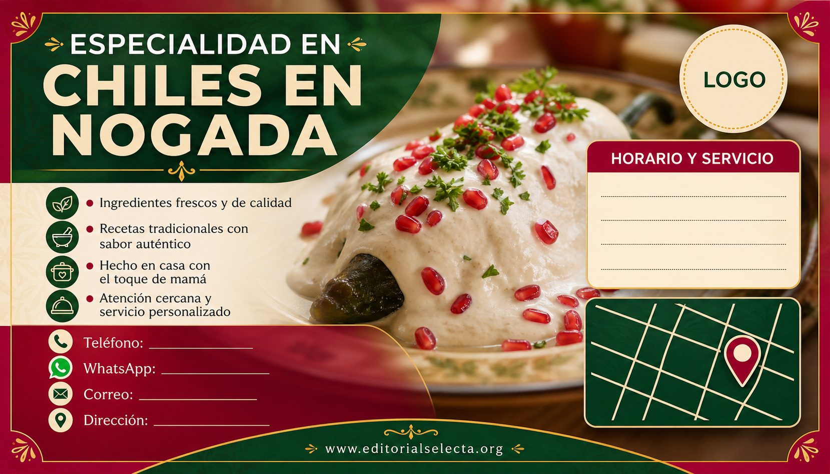 Tarjeta de Presentación Estándar · Comidas (Frente) 2