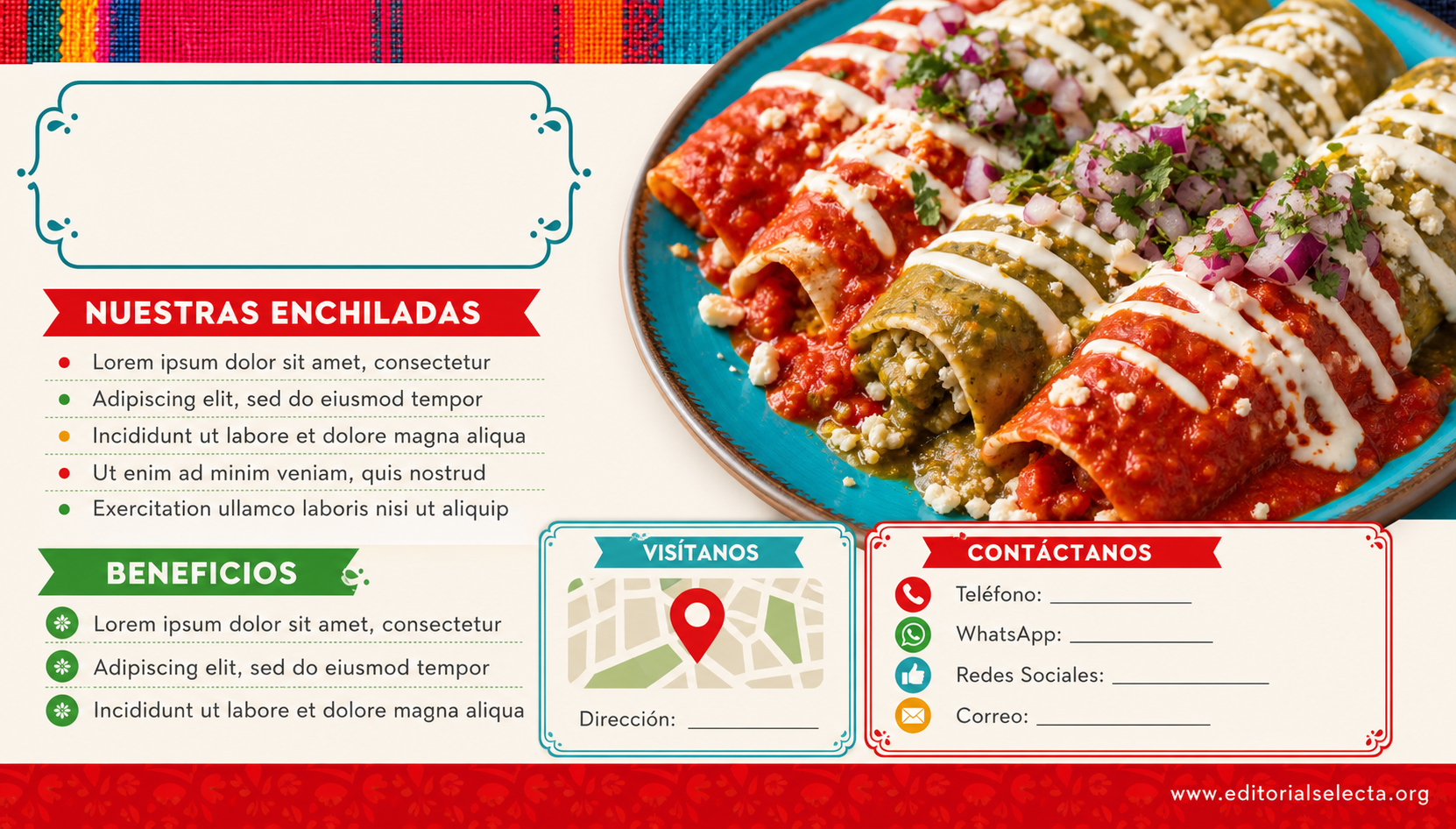 Tarjeta de Presentación Estándar · Comidas (Frente) 2