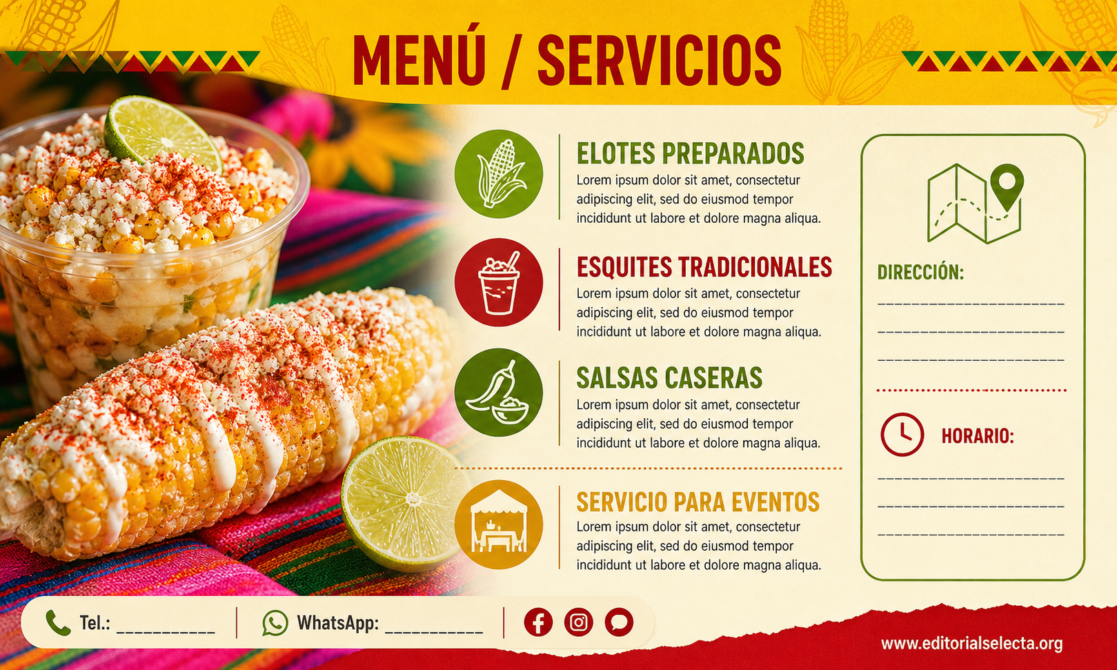 Tarjeta de Presentación Estándar · Comidas (Frente) 2