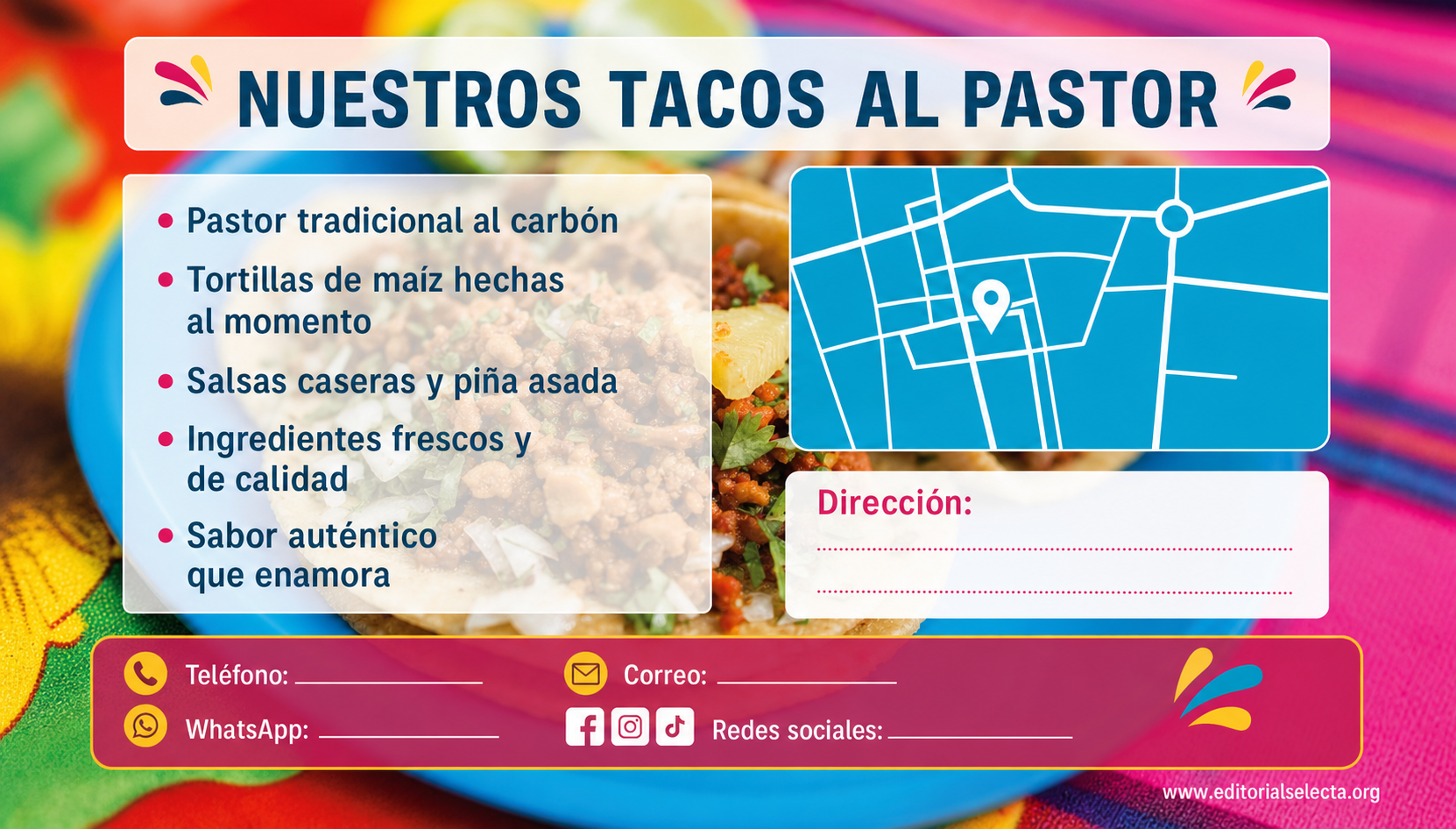 Tarjeta de Presentación Estándar · Comidas (Frente) 2