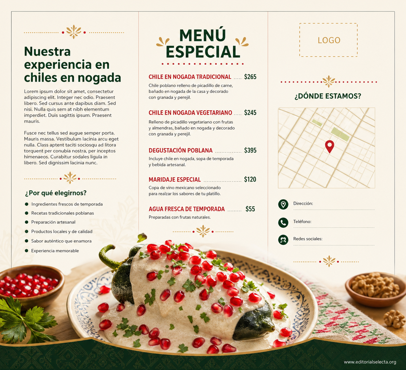 Menú Tríptico · Comidas (Frente) 2