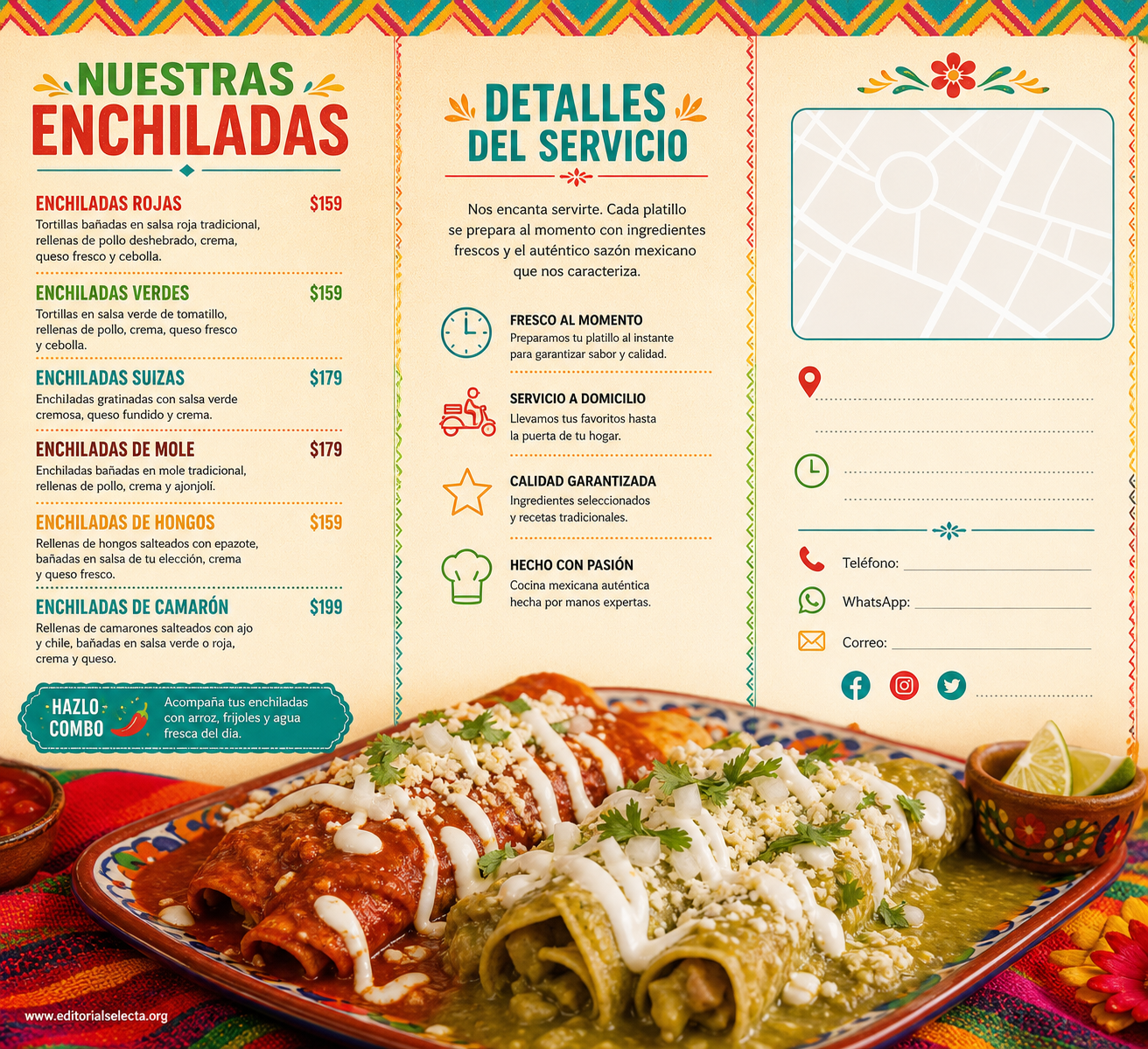 Menú Tríptico · Comidas (Frente) 2