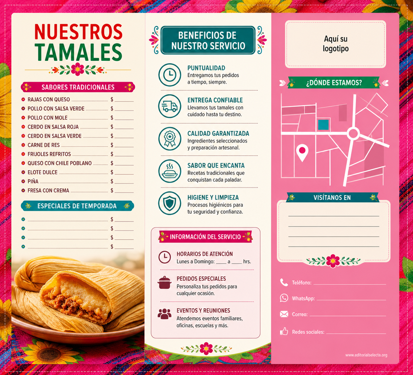 Menú Tríptico · Comidas (Frente) 2