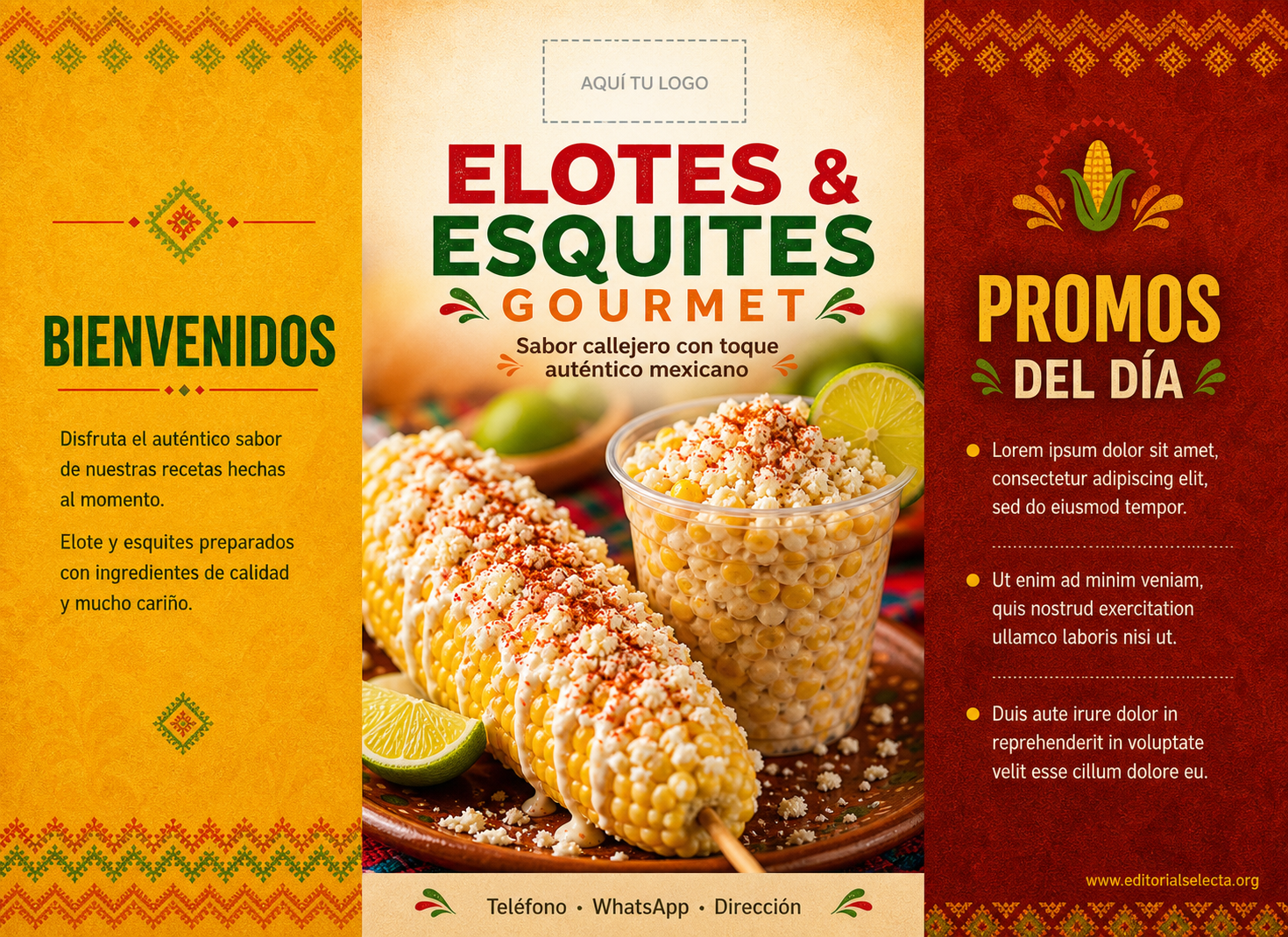 Menú Tríptico · Comidas (Frente)