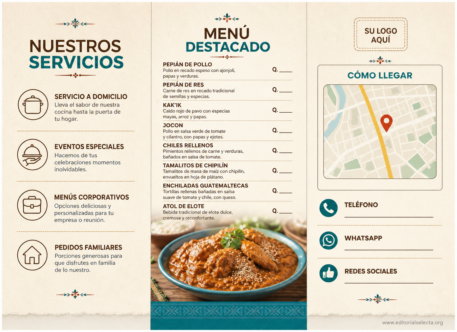 Menú Tríptico · Guatemala (Frente) 2