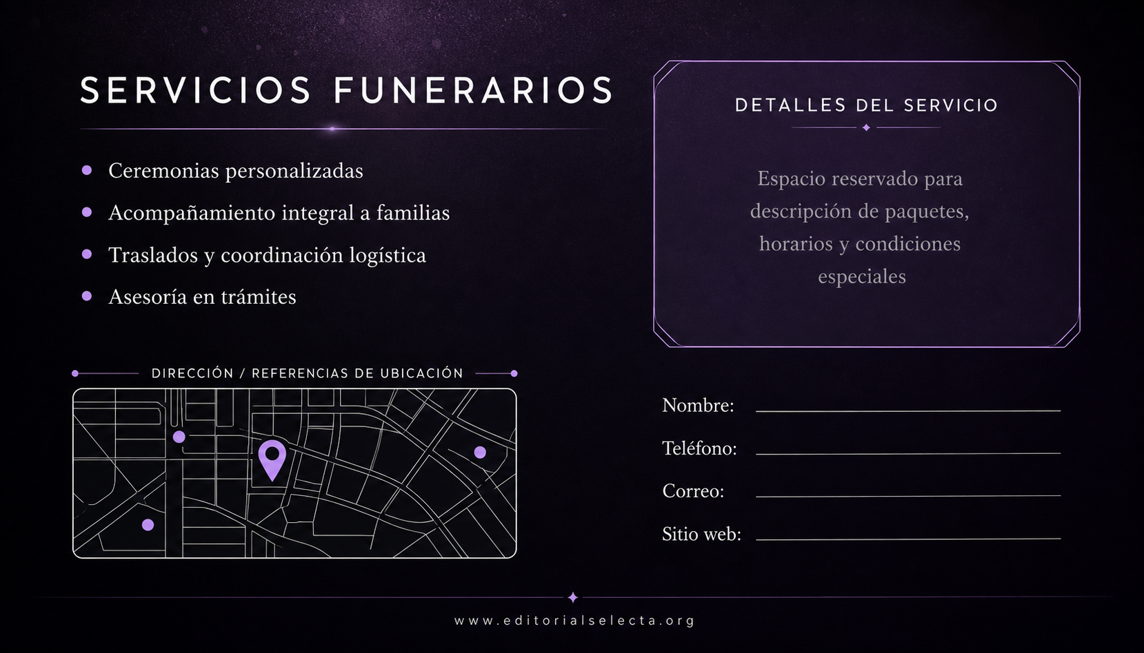 Tarjeta de Presentación Estándar · Funerales (Frente) 2