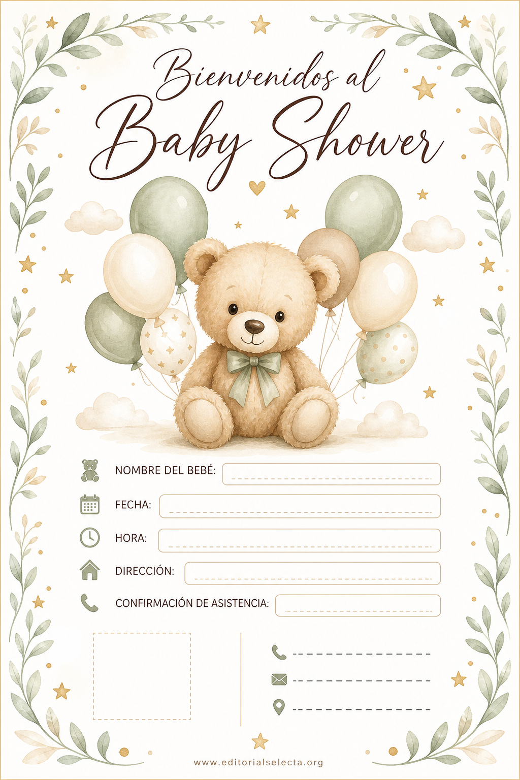 Flyer Media Carta · Baby Shower (Frente)