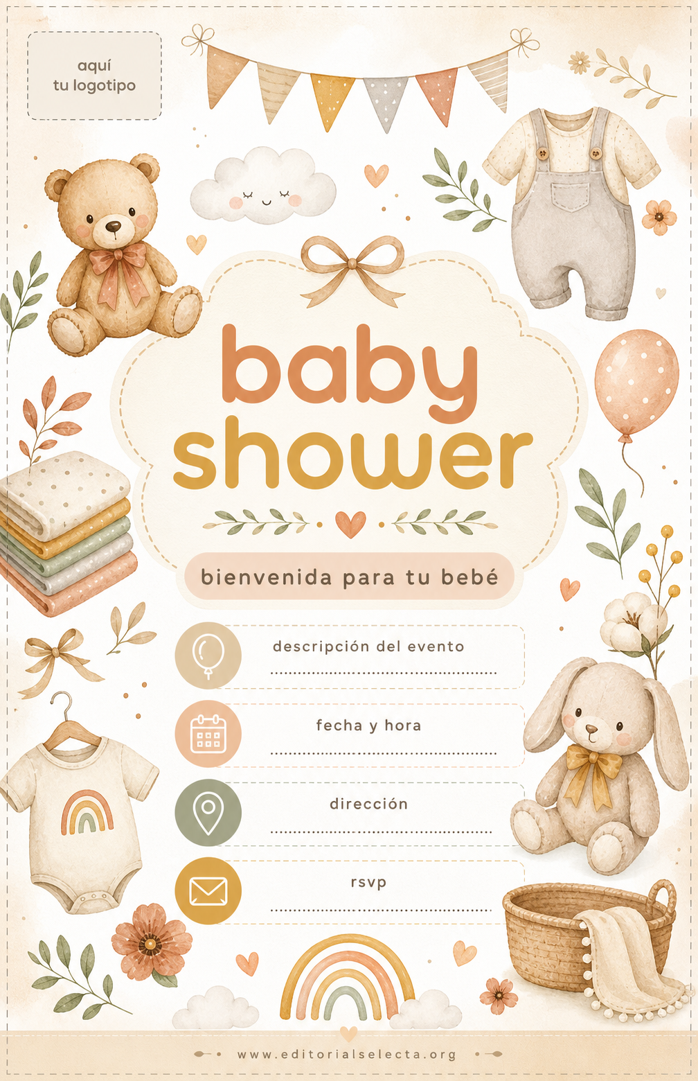 Flyer Media Carta · Baby Shower (Frente)