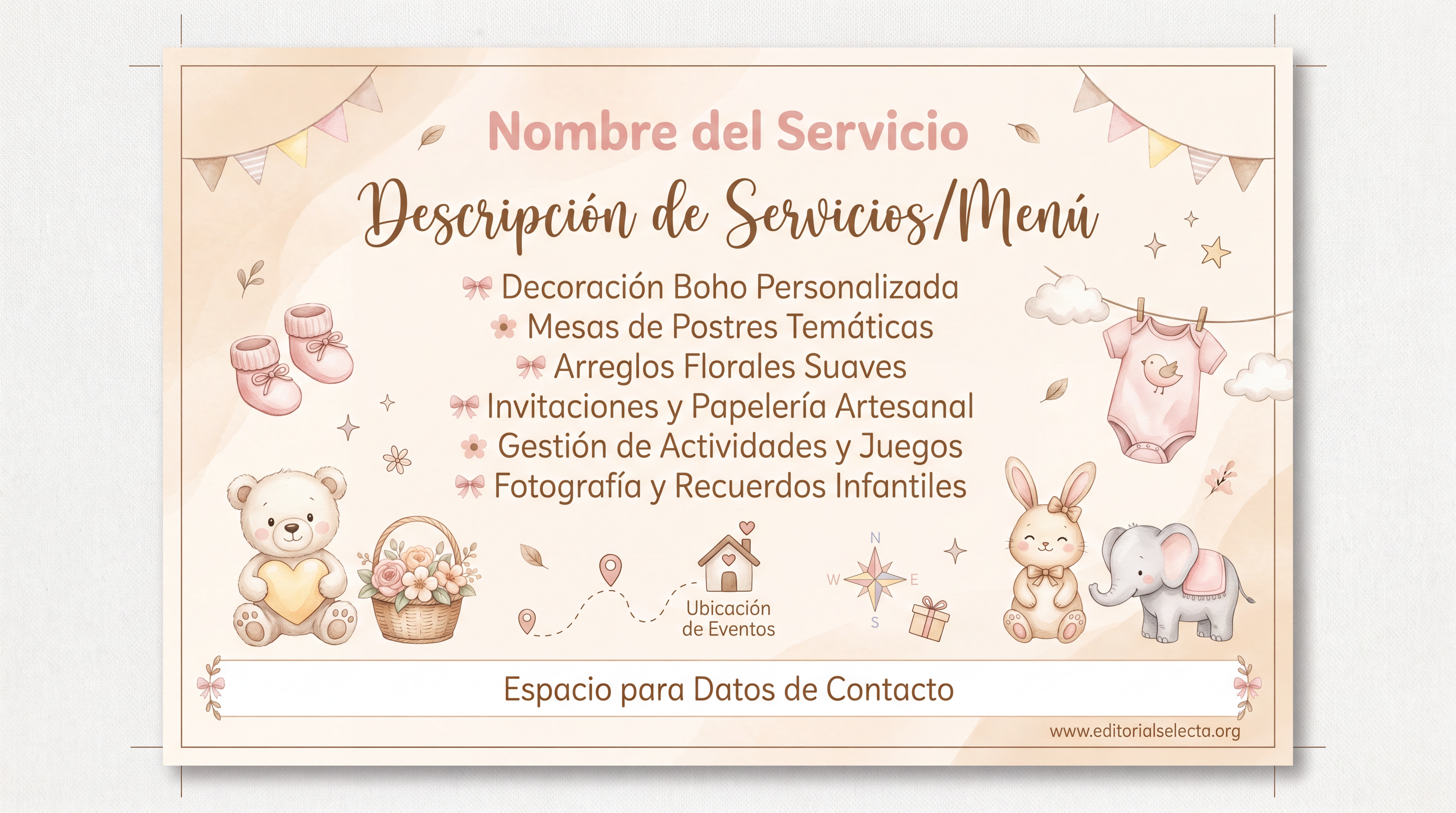Tarjeta de Presentación Estándar · Baby Shower (Frente) 2