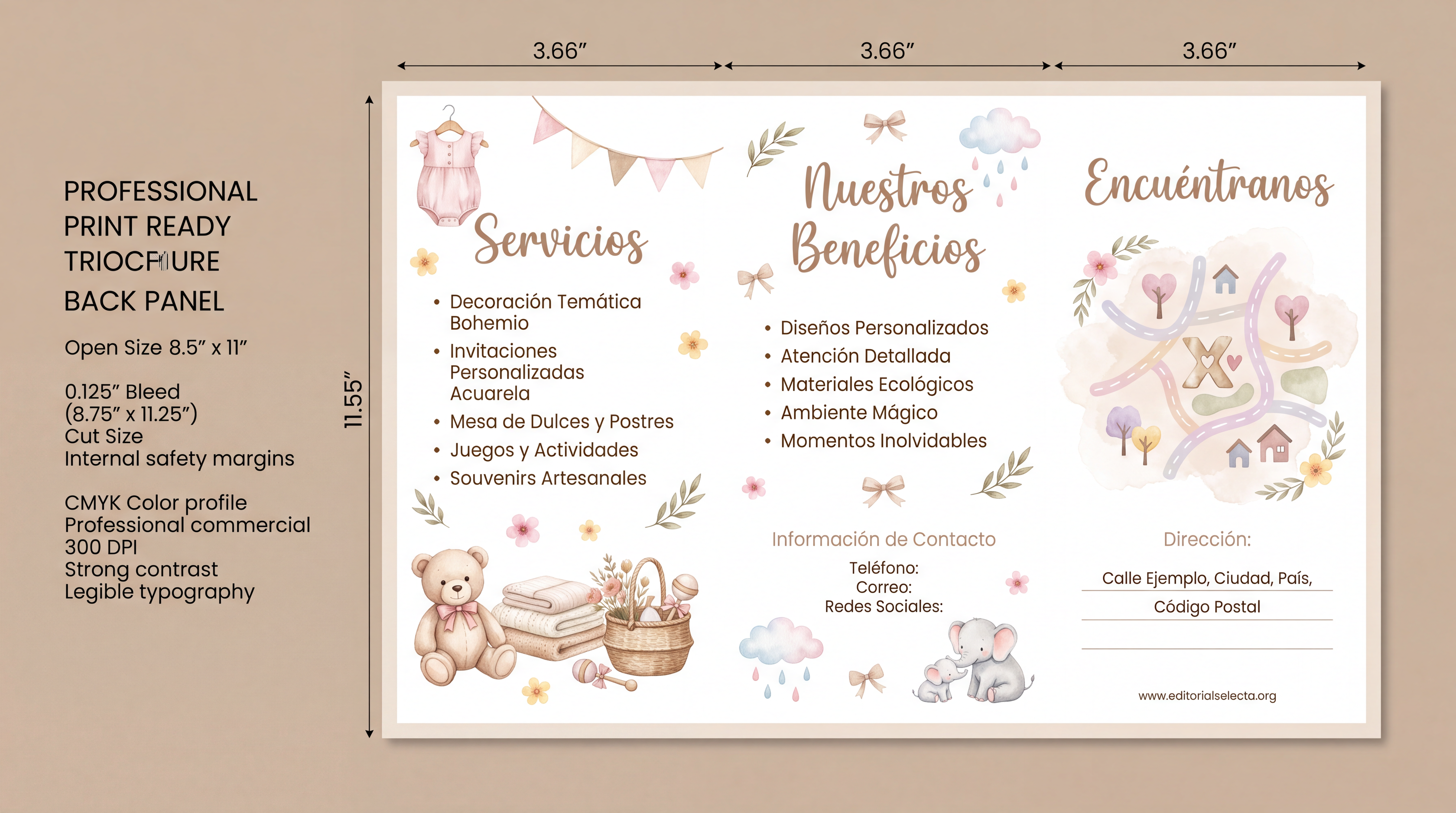 Brochure Tríptico · Baby Shower (Frente) 2
