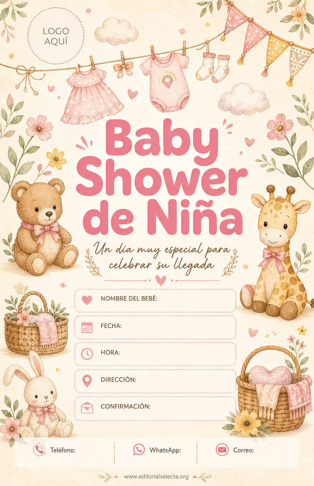 Flyer Media Carta · Baby Shower (Frente)