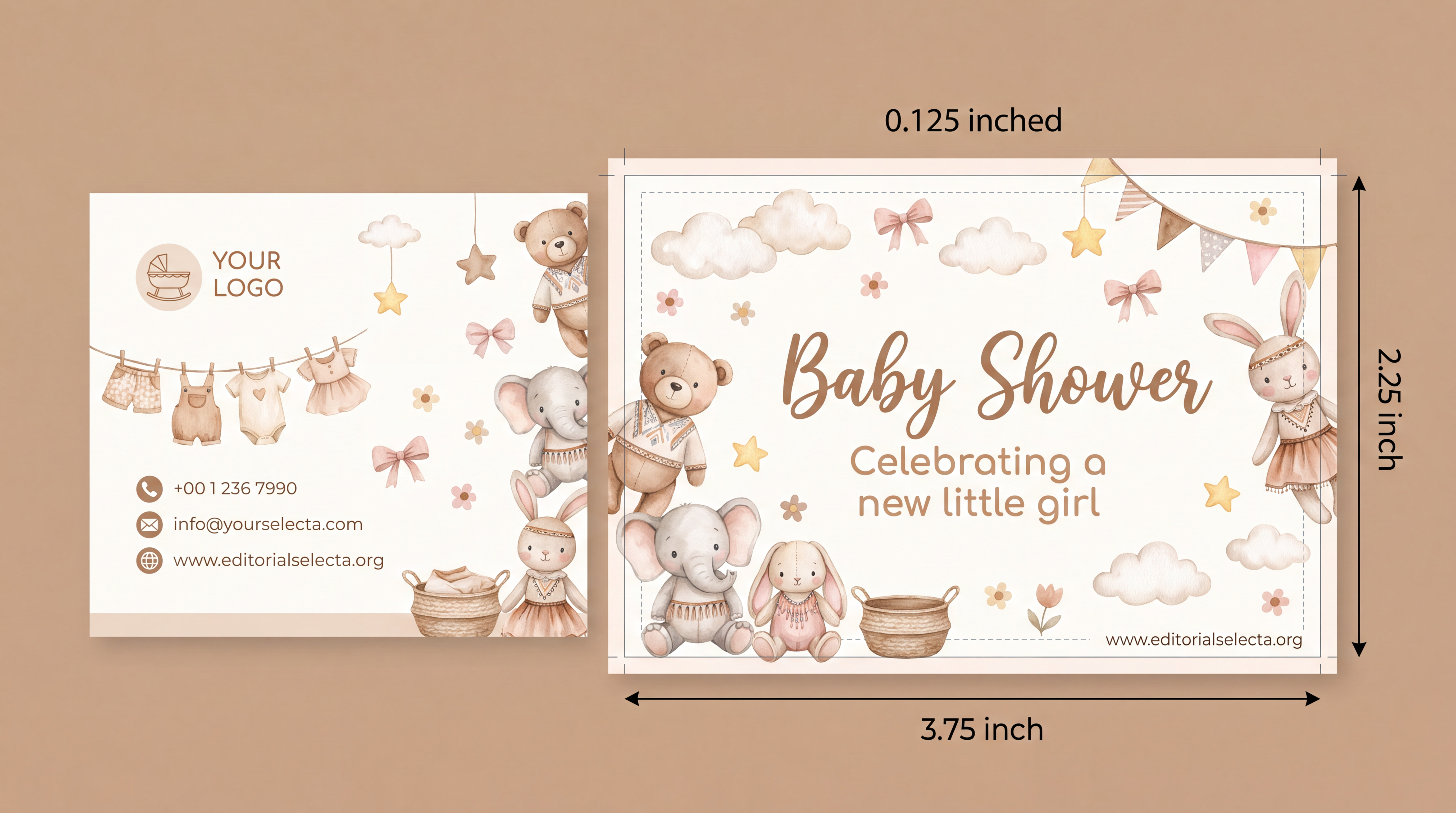 Tarjeta de Presentación Estándar · Baby Shower (Frente)