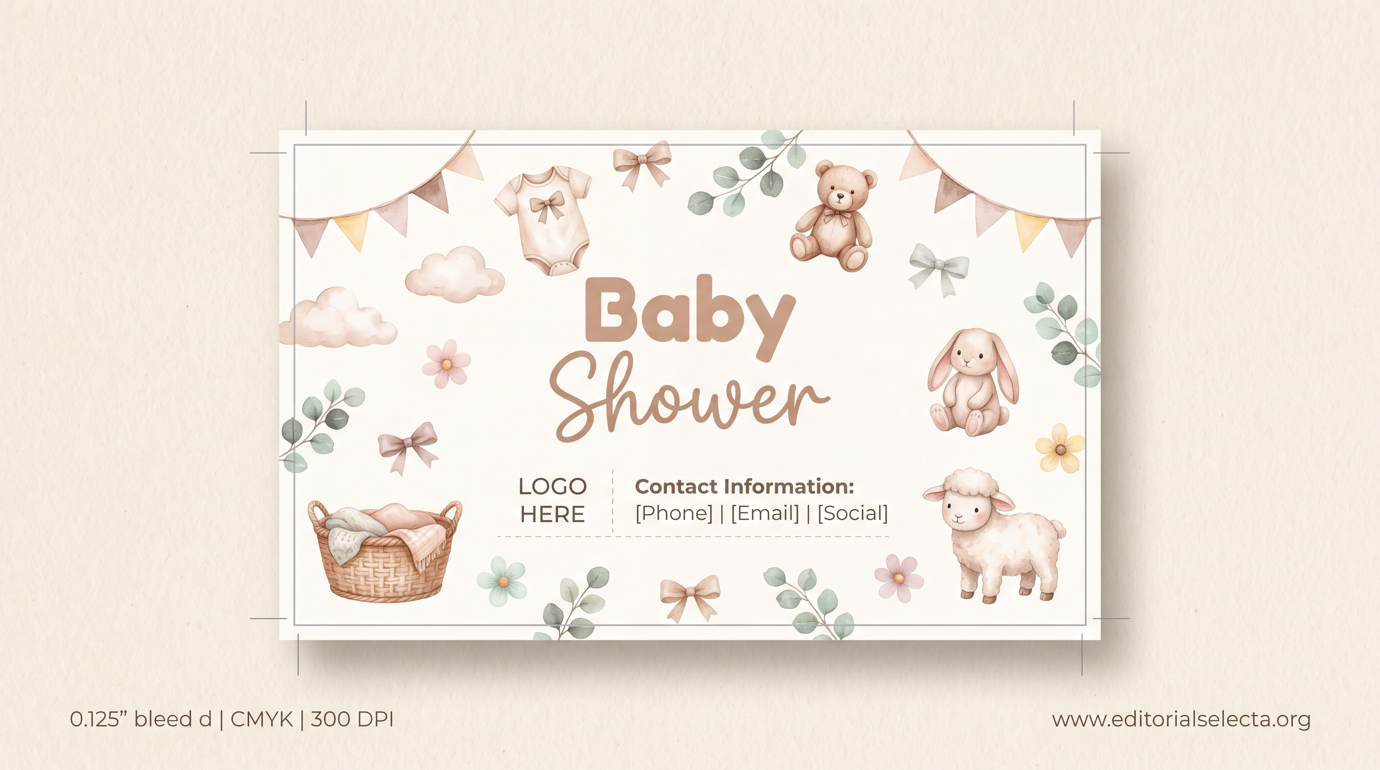 Tarjeta de Presentación Estándar · Baby Shower (Frente)