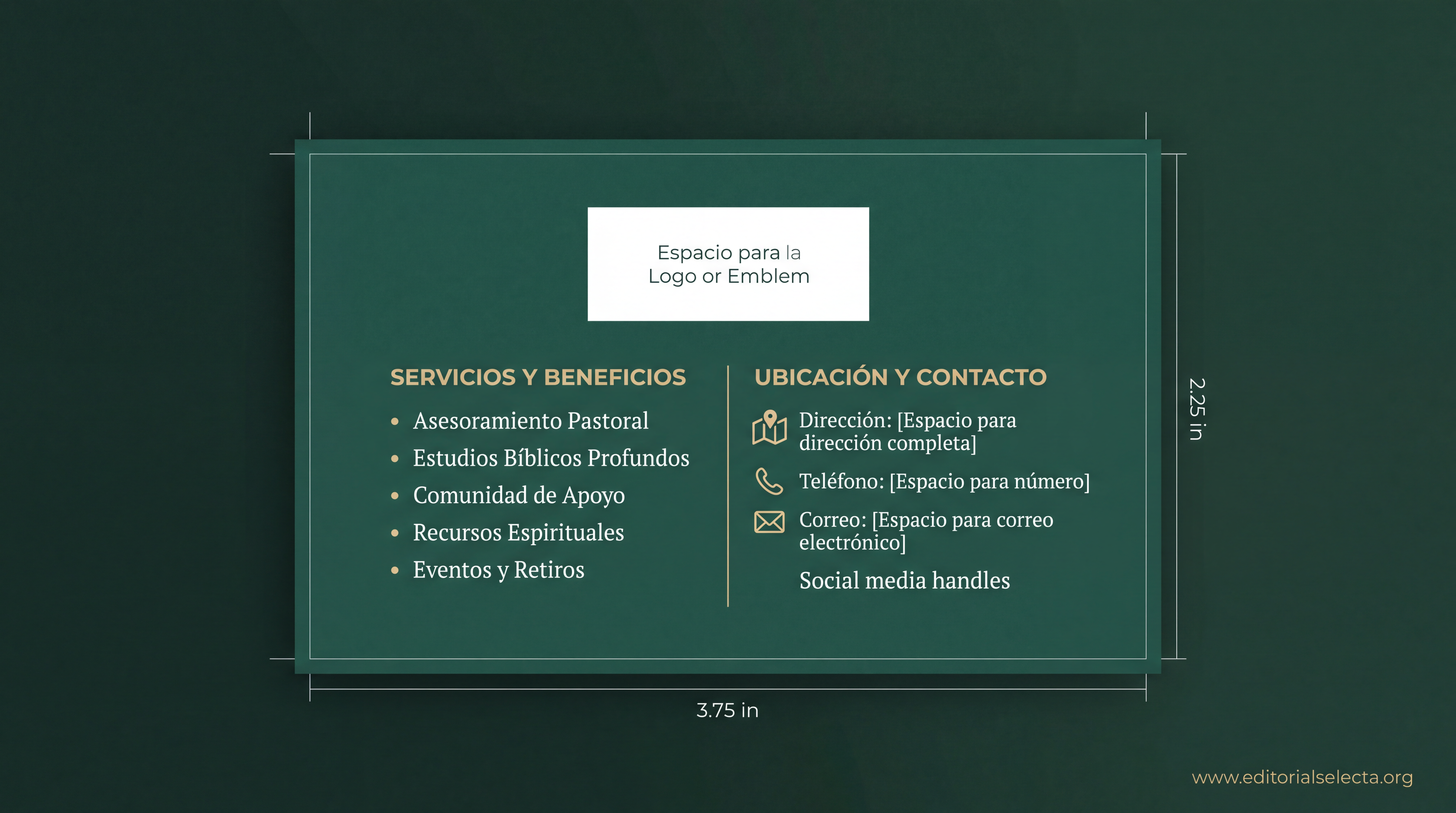 Tarjeta de Presentación Estándar · Pastores (Frente) 2