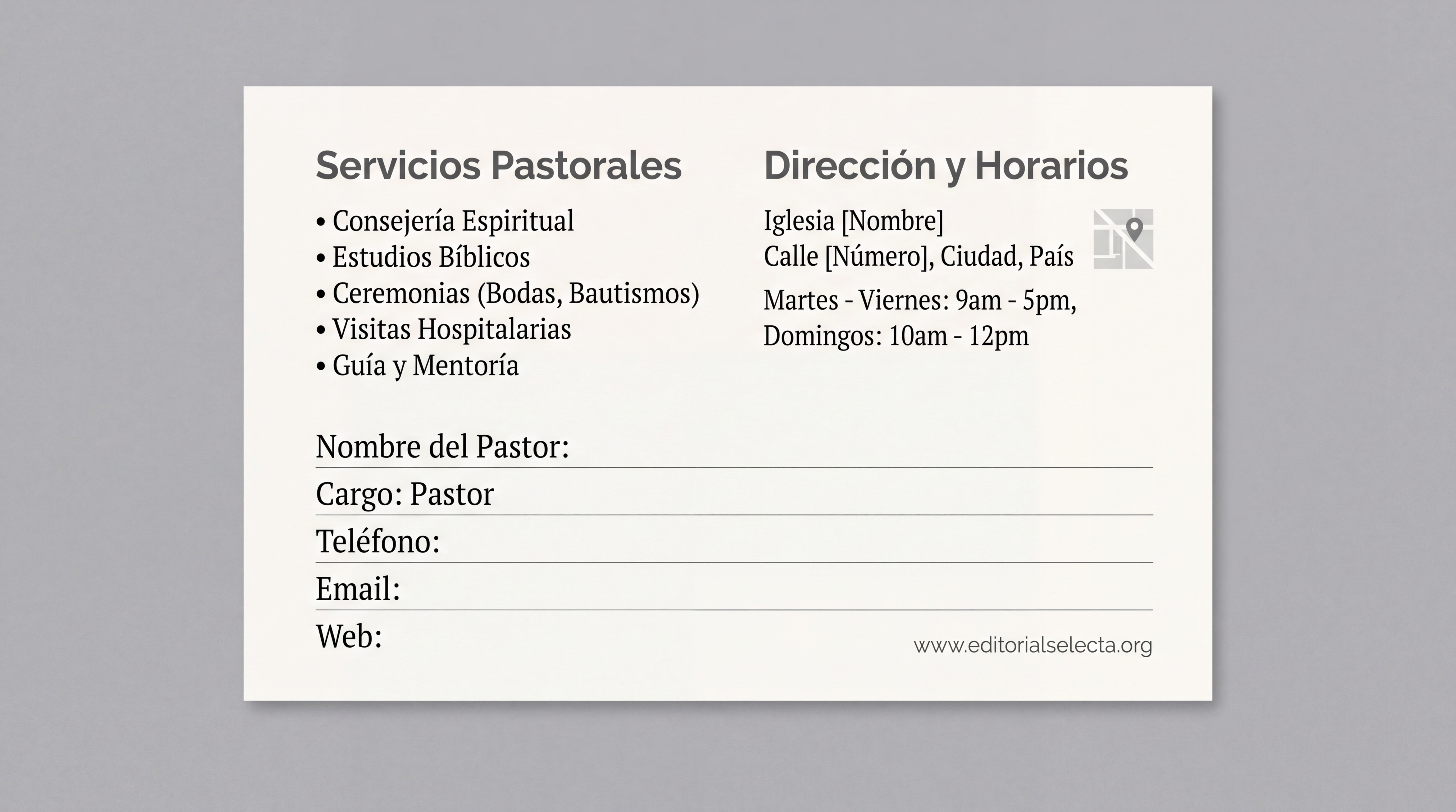 Tarjeta de Presentación Estándar · Pastores (Frente) 2