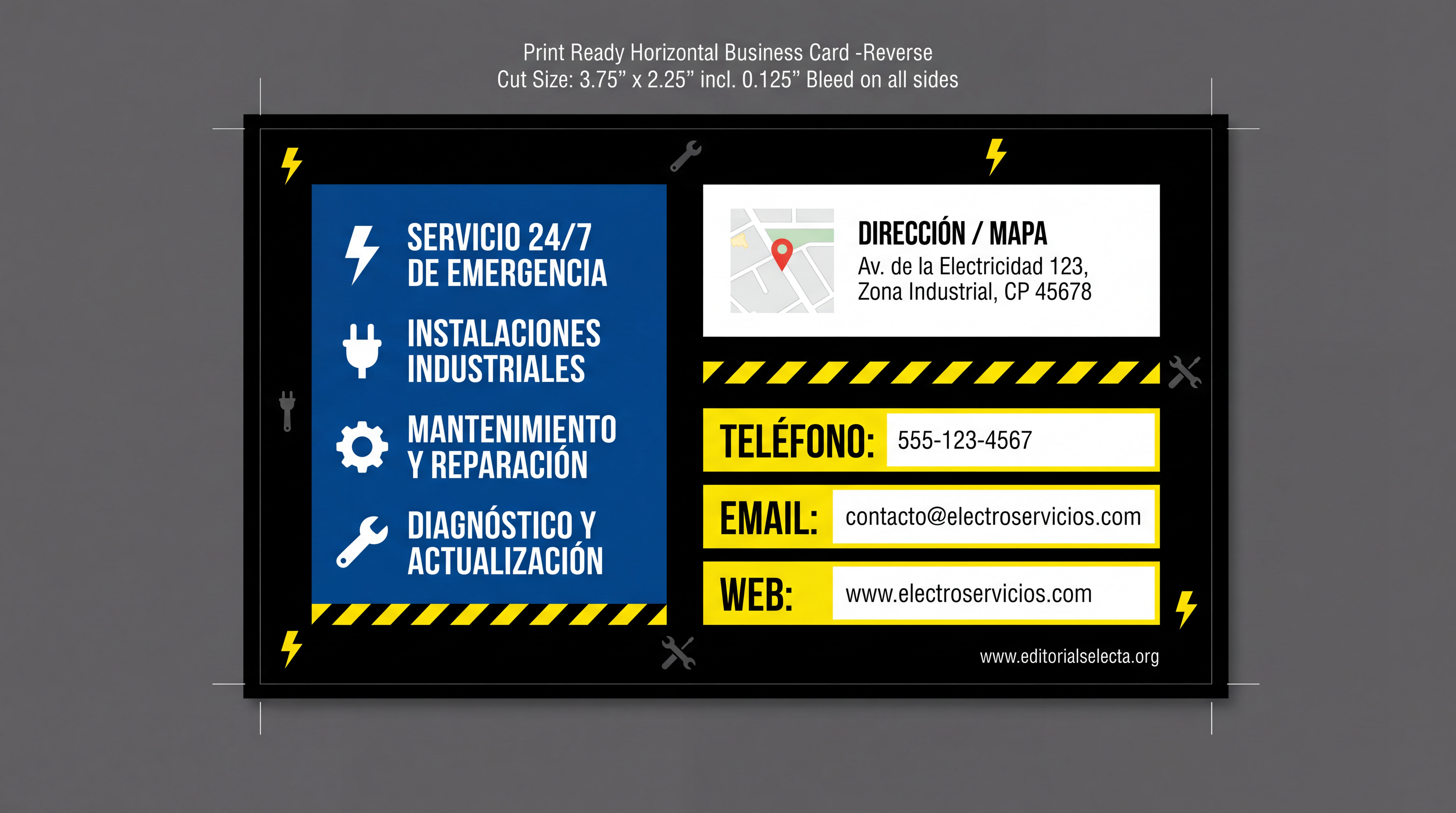 Tarjeta de Presentación Estándar · Electricistas (Frente) 2