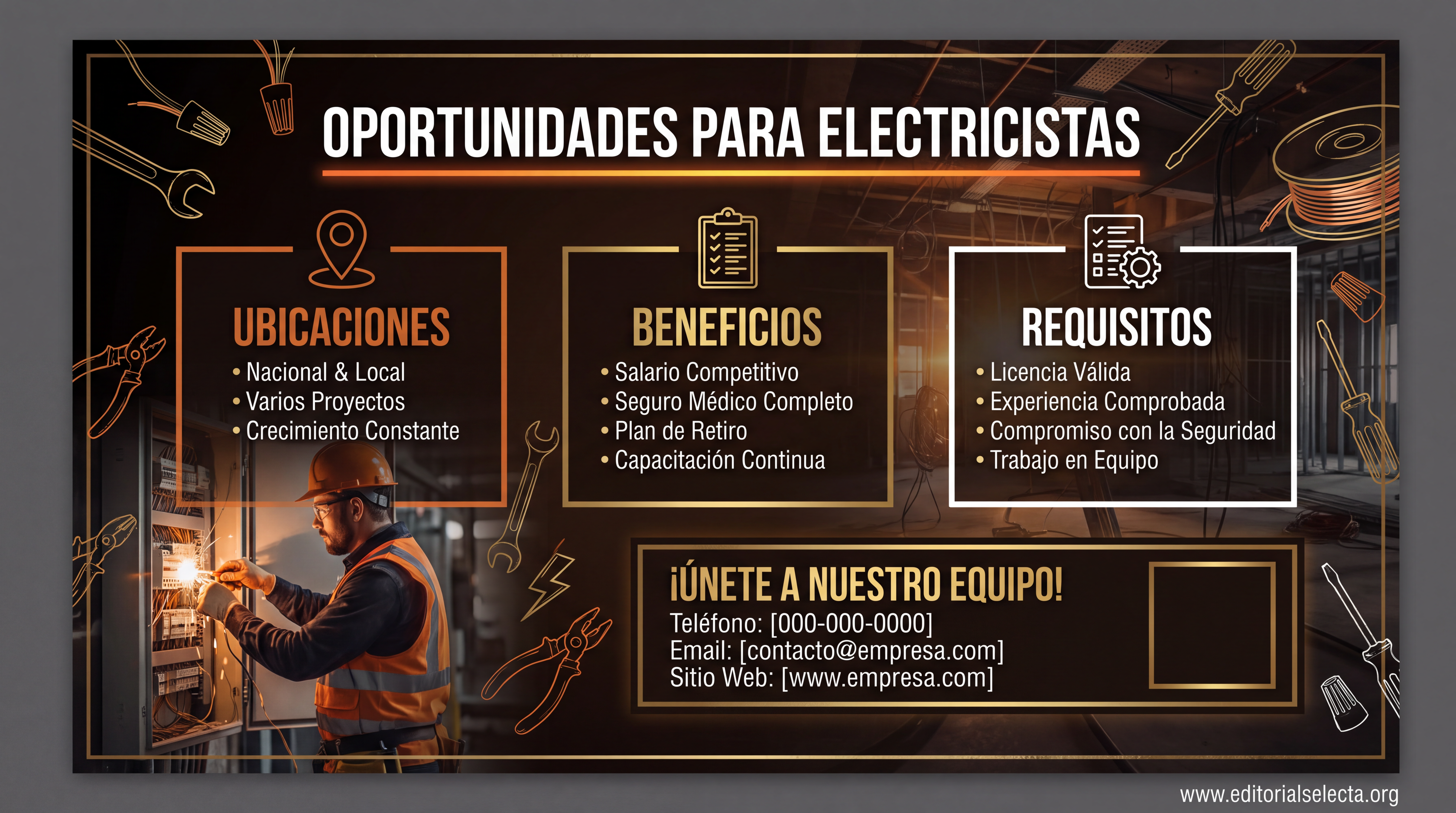 Tarjeta de Presentación Estándar · Electricistas (Frente) 2