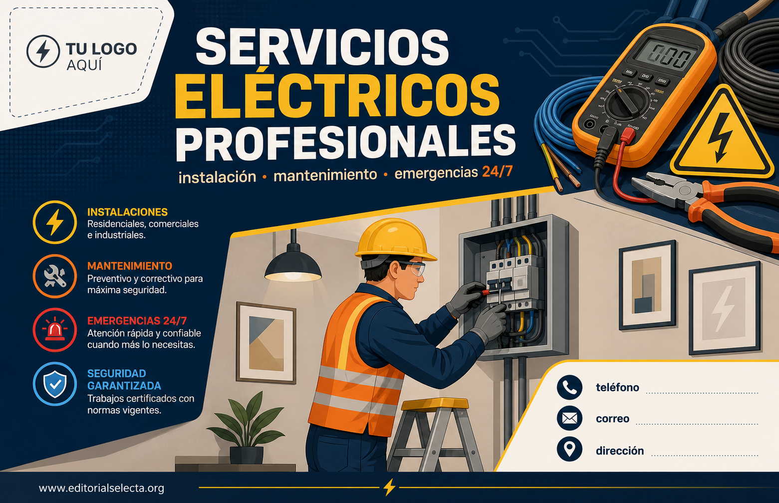Flyer Media Carta · Electricistas (Frente)