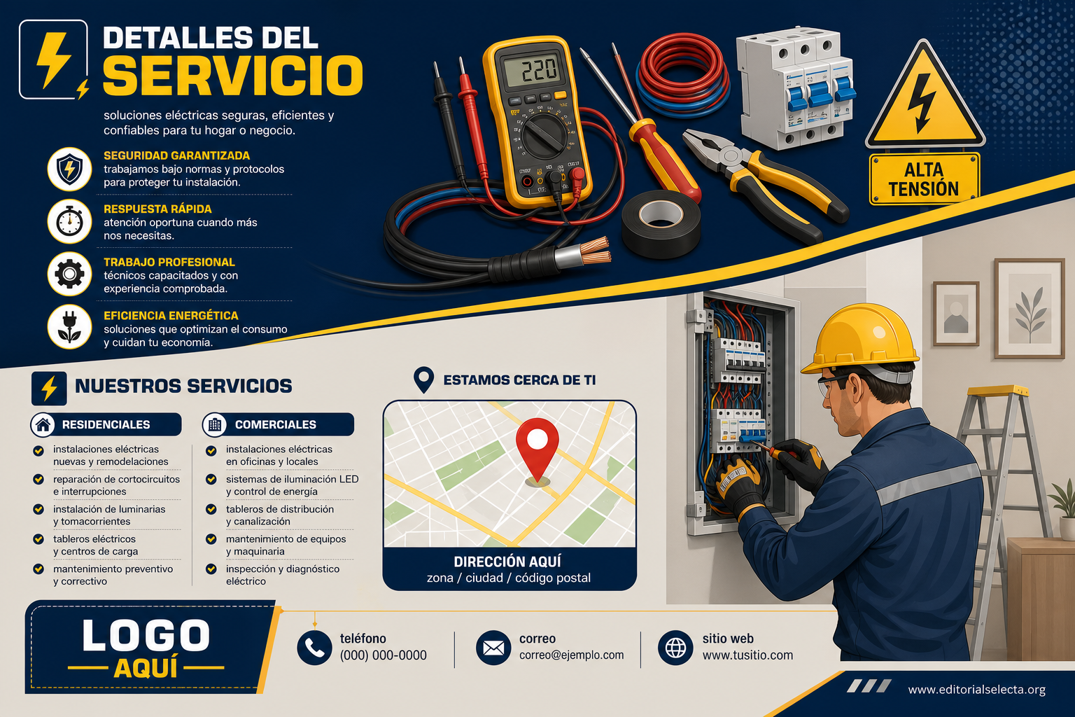 Flyer Media Carta · Electricistas (Frente) 2