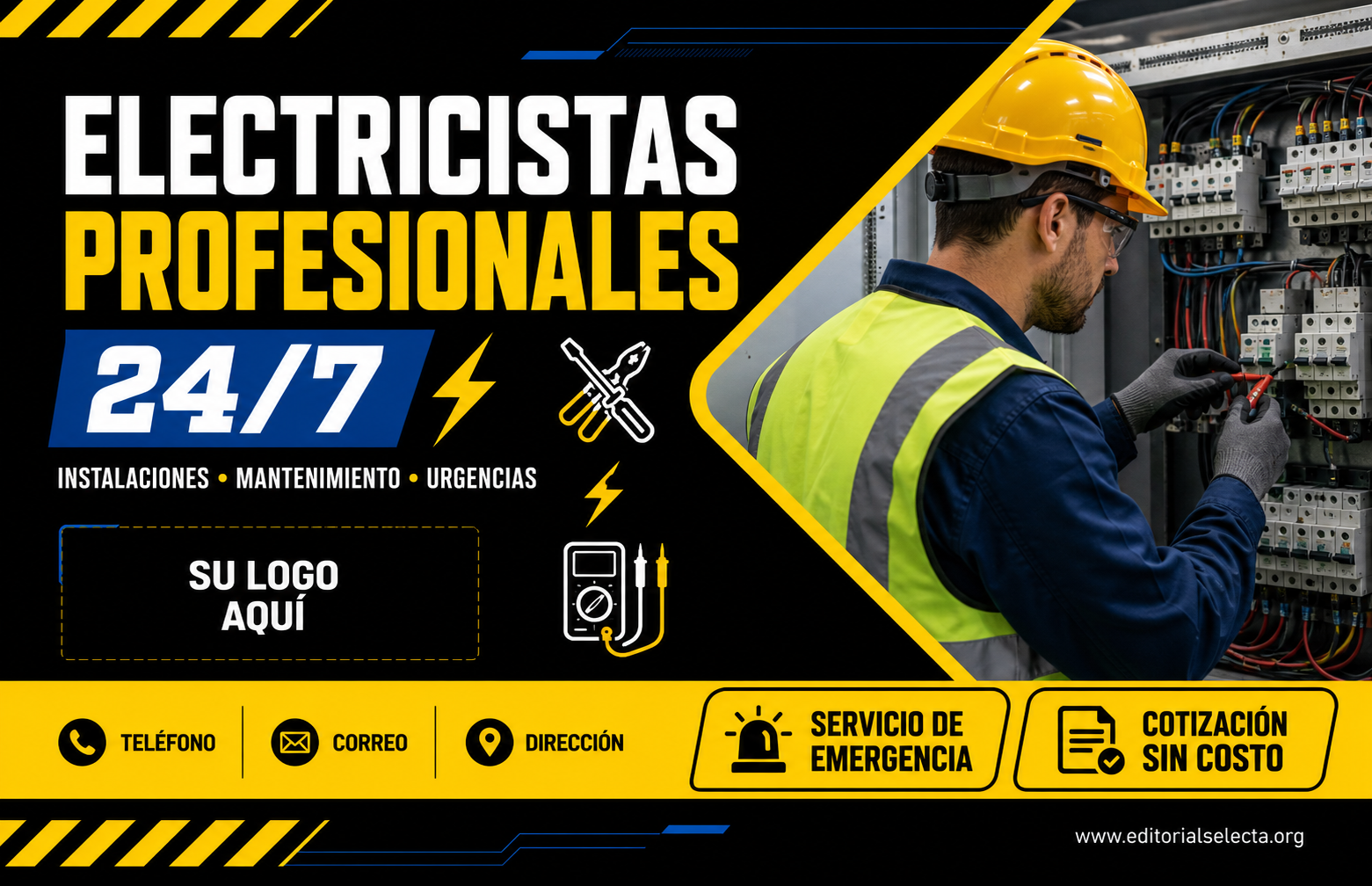 Flyer Media Carta · Electricistas (Frente)