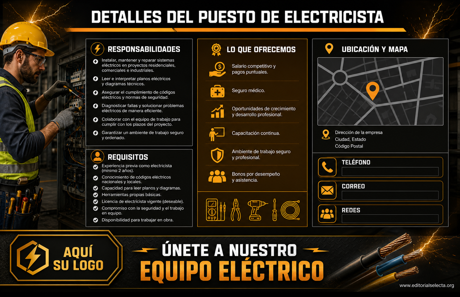Flyer Media Carta · Electricistas (Frente) 2