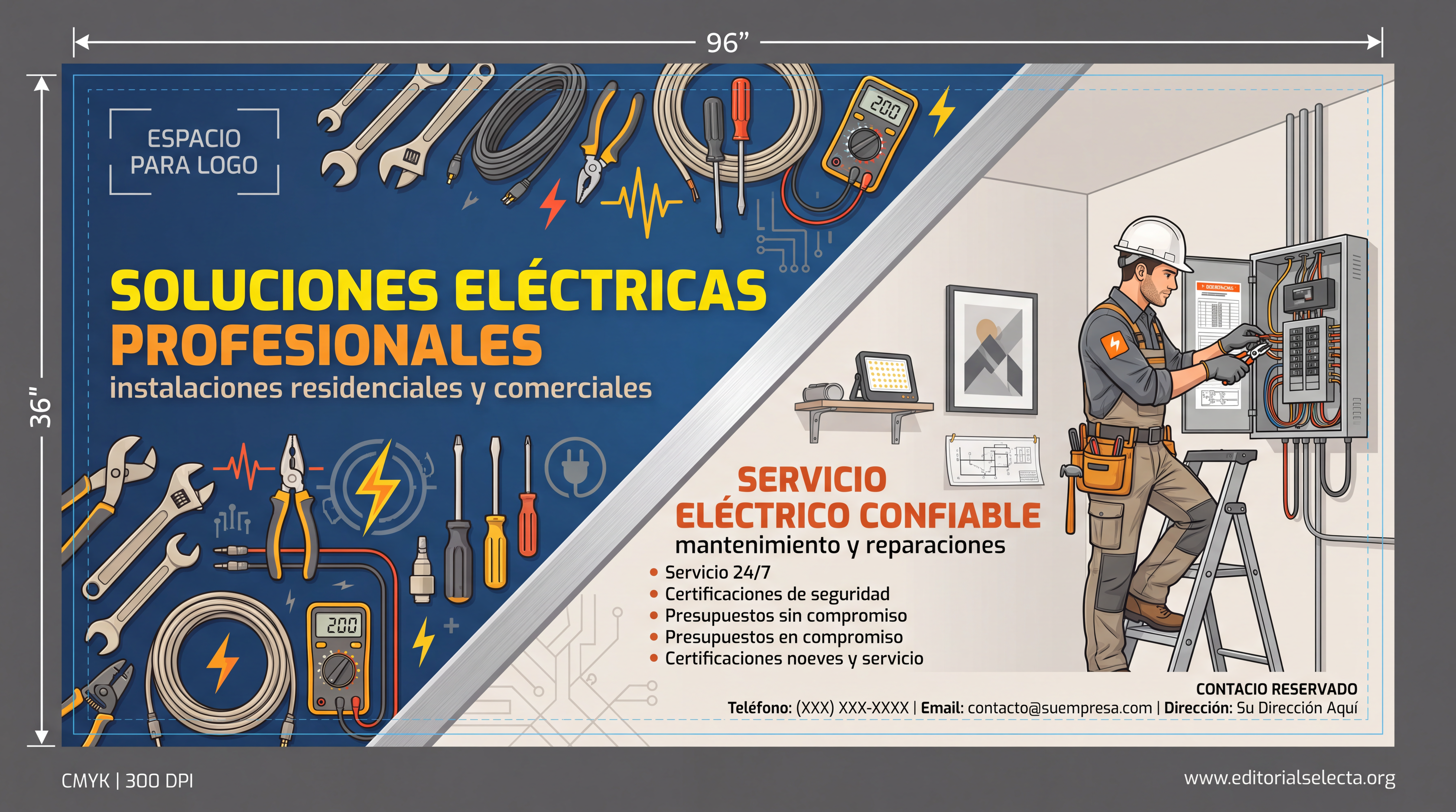 Banner Vinyl · Electricistas 3' x 8'