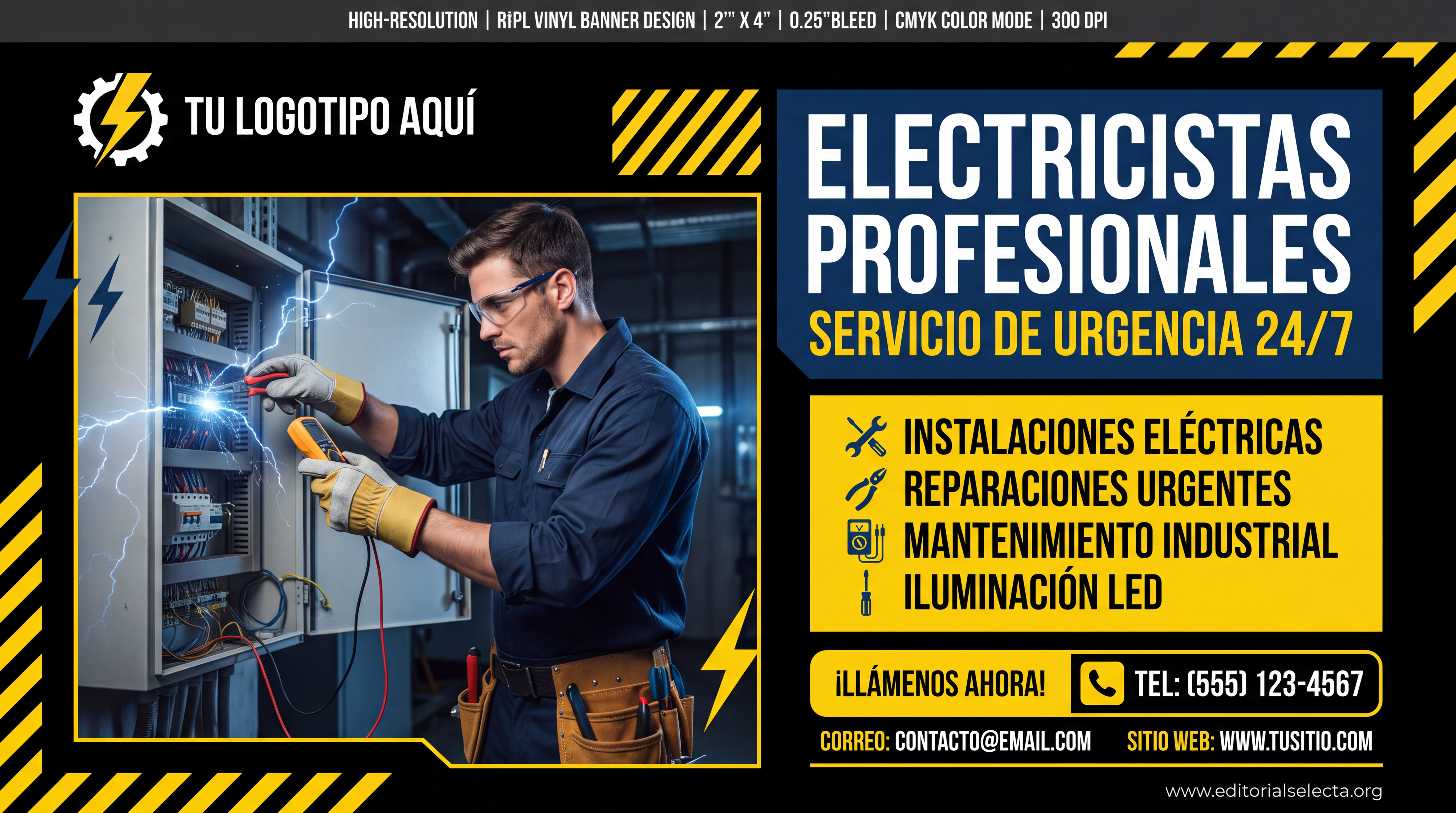 Banner Vinyl · Electricistas 2' x 4'