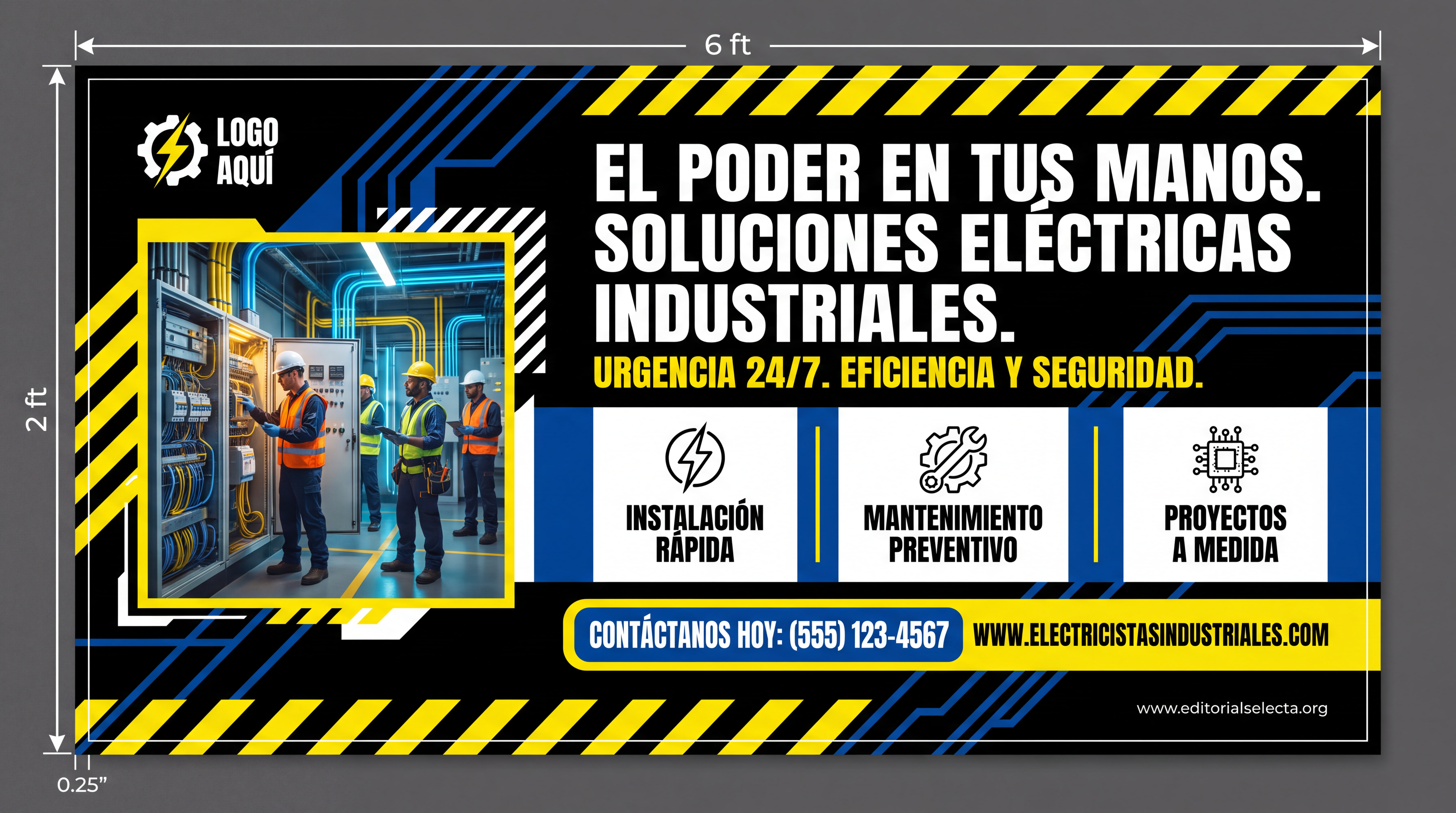 Banner Vinyl · Electricistas 2' x 6'