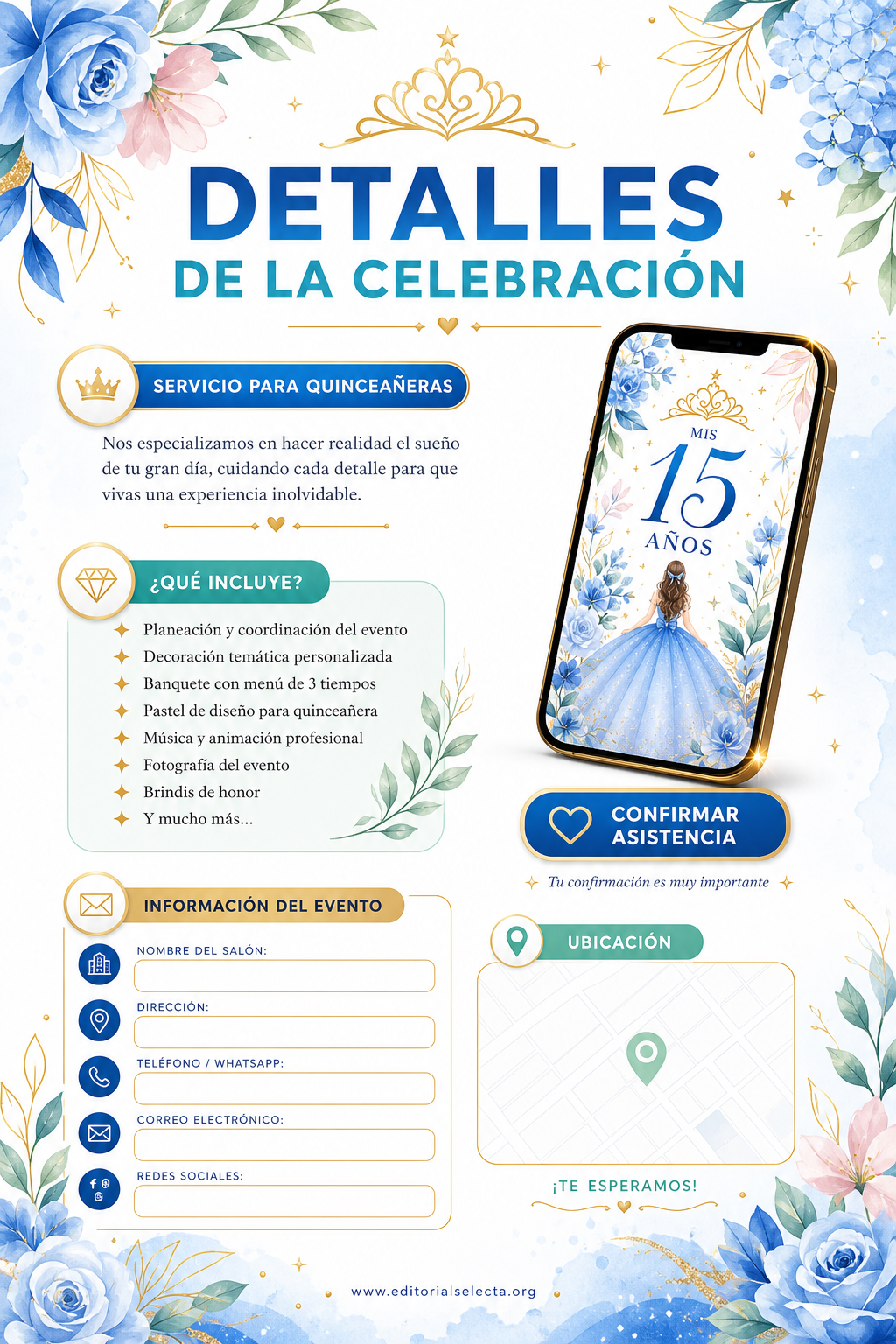 Invitación · Quinceañeras (Reverso)