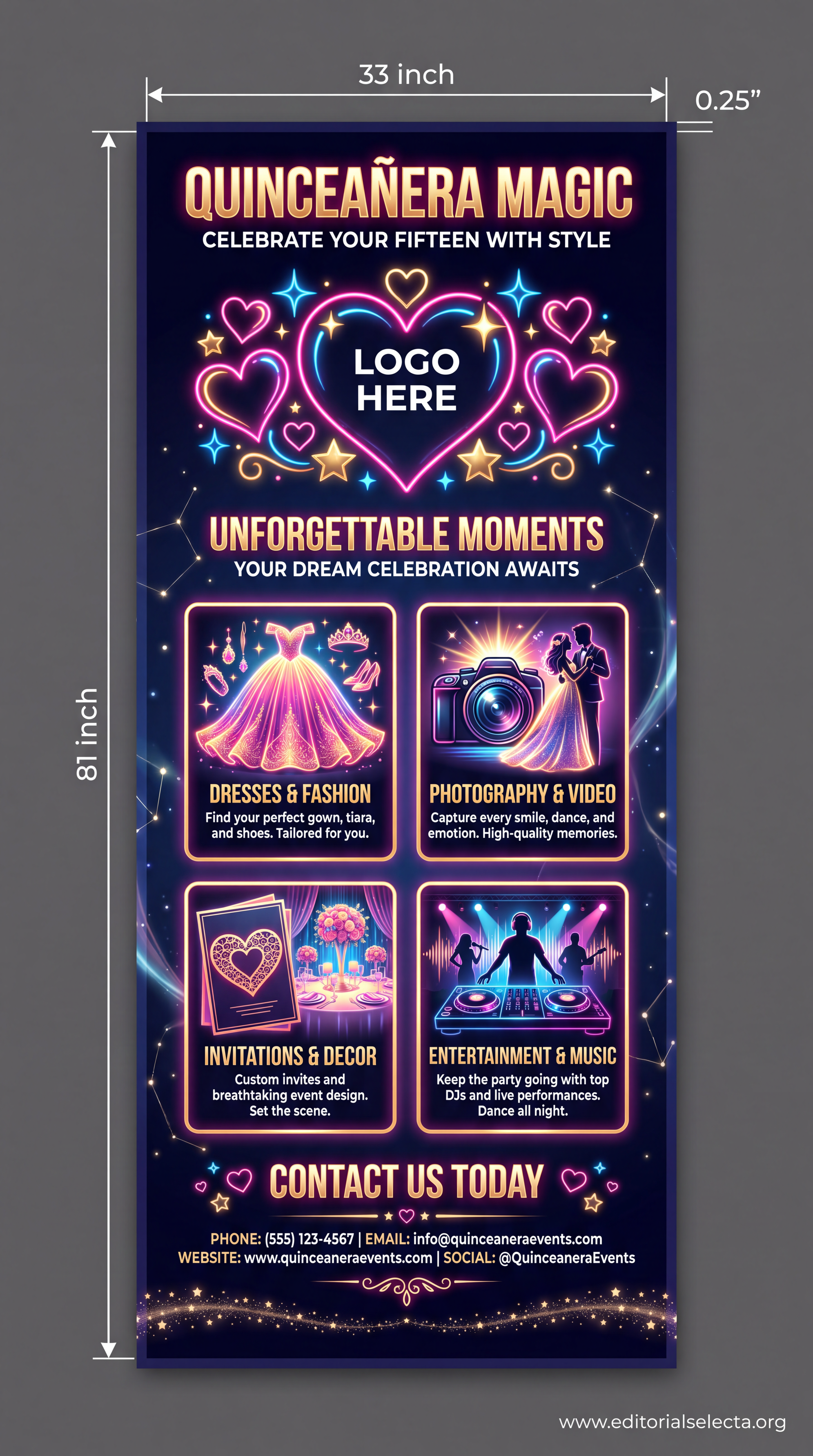 Banner Retráctil (Roll-Up) · Quinceañeras