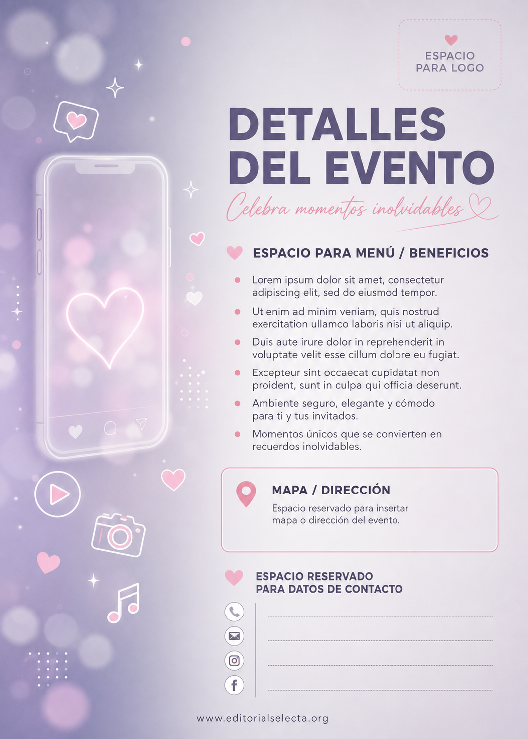 Invitación · Eventos Familiares (Reverso)