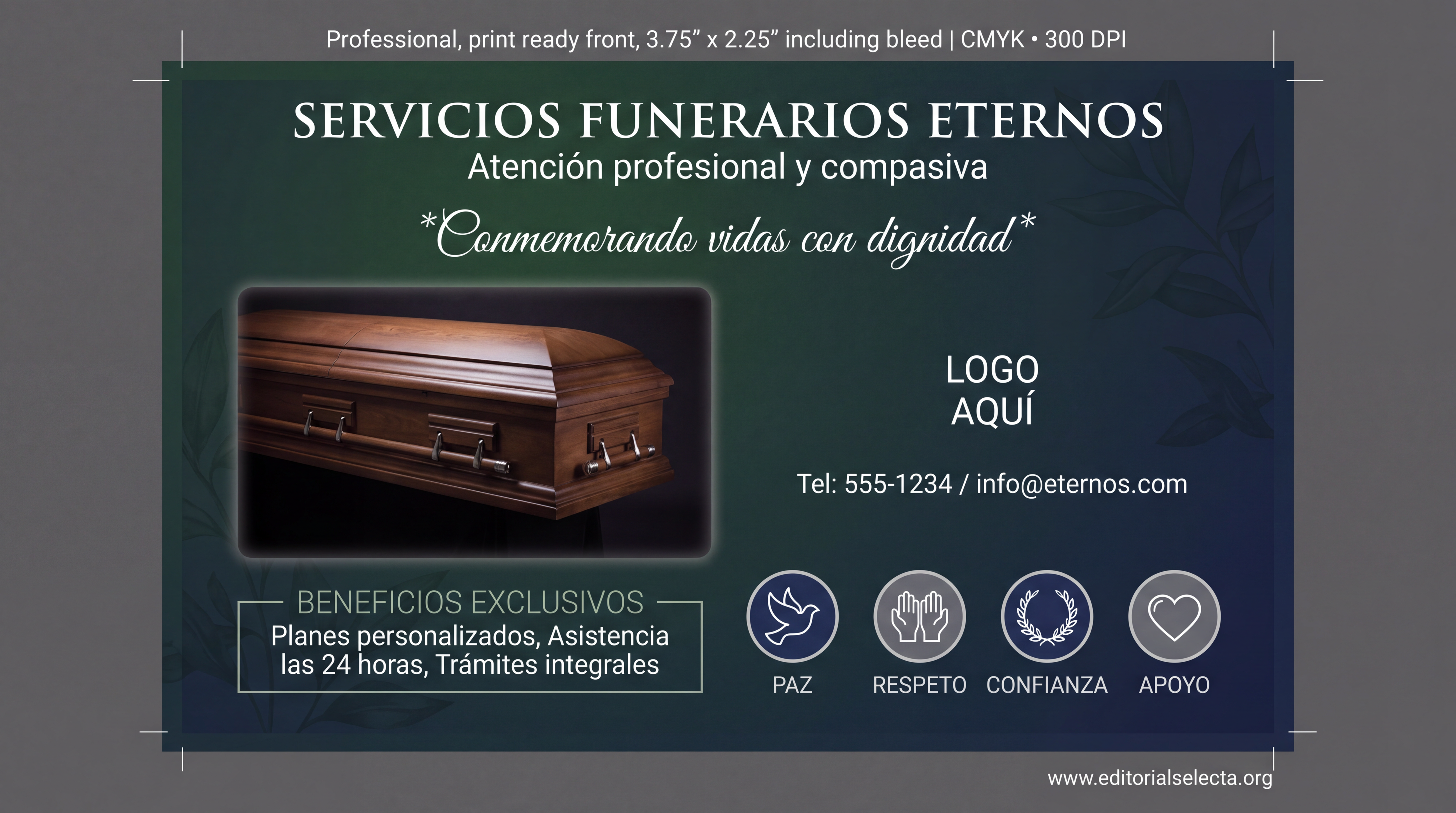 Tarjeta de Presentación Estándar · Funeraria (Reverso) 2