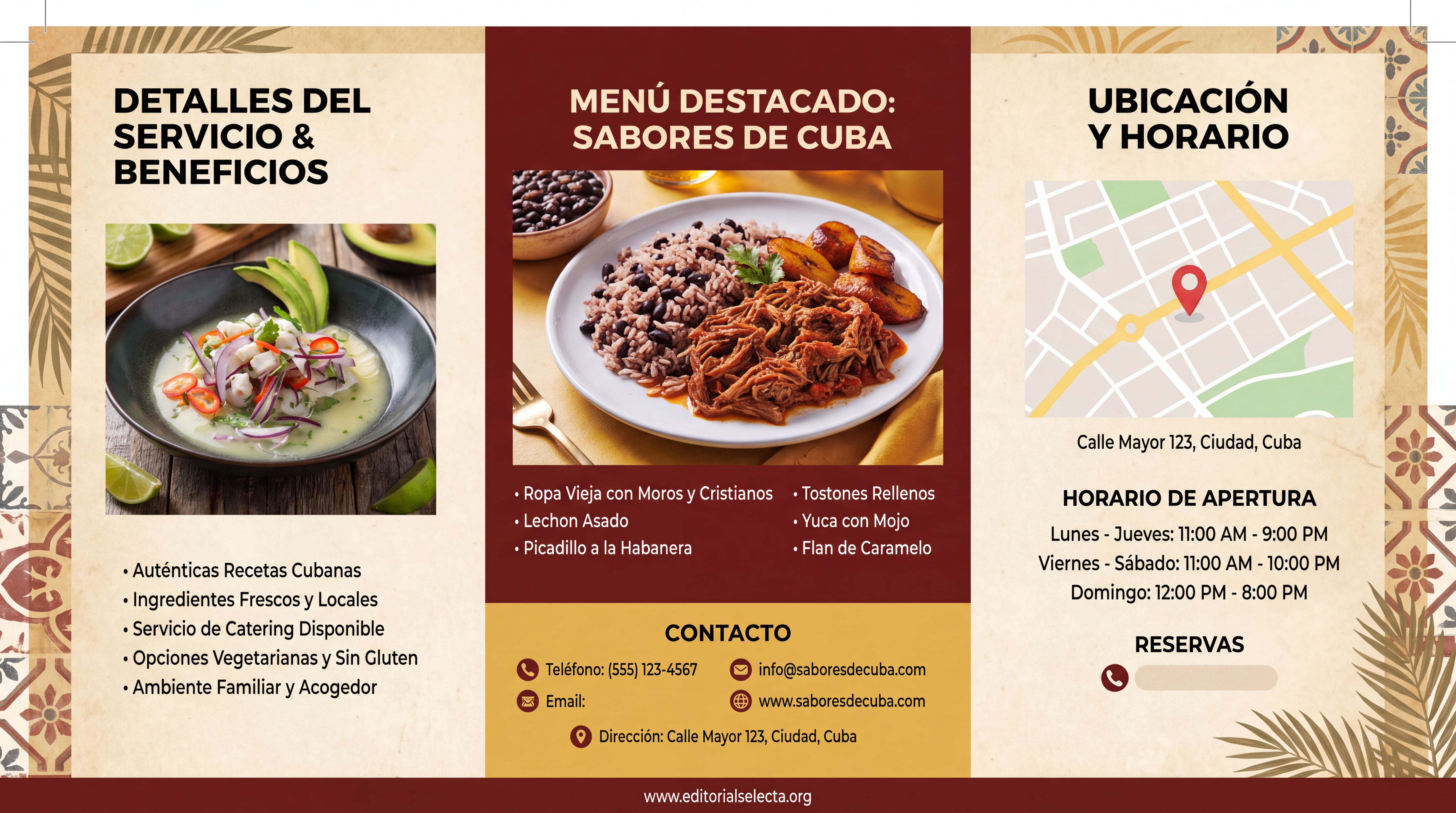 Brochure Tríptico · Cuba (Reverso)