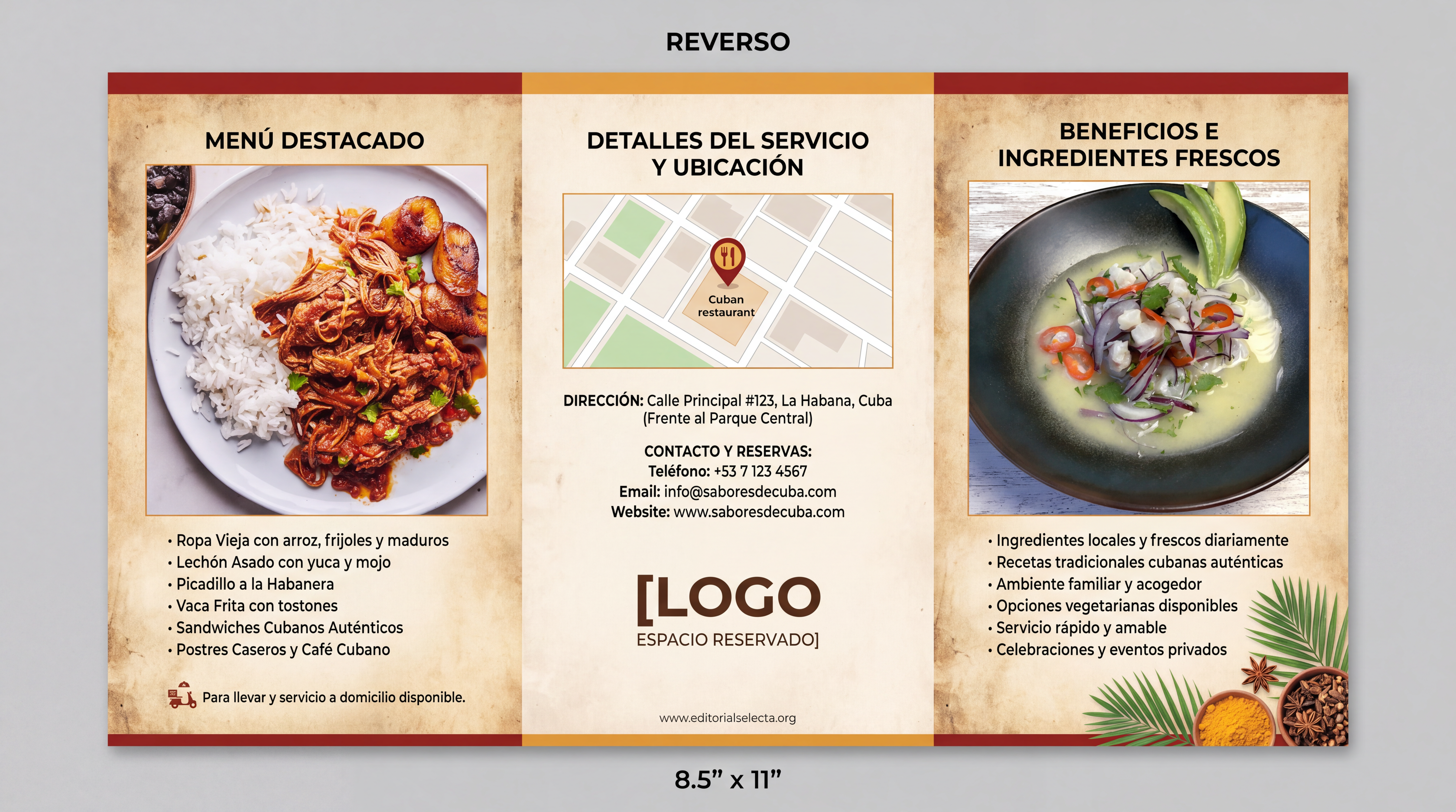 Brochure Tríptico · Cuba (Reverso)